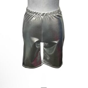 Topping Silver Metallic Faux Leather Biker Shorts / (NWT) Size: Small
